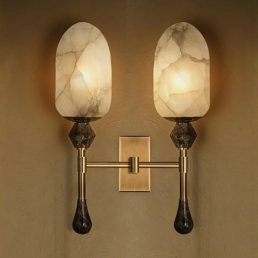 Alabaster Obelisk Double Alabaster Sconce