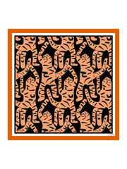 100% Mulberry Silk Tiger Pattern Scarf - Size 90x90cm