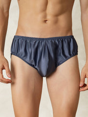 100% Mulberry Silk Briefs Men's Underwear with Elastic Waistband