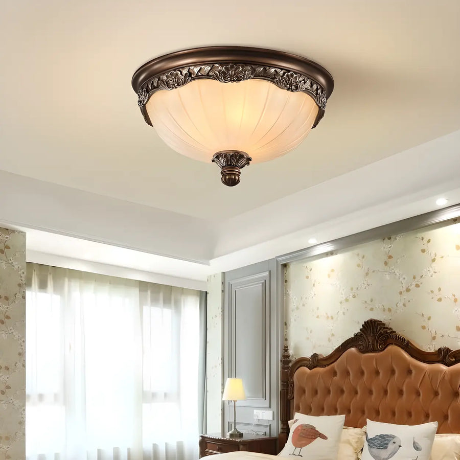 Bedroom Brown Vaulted Dome Flush Mount Ceiling Fixture