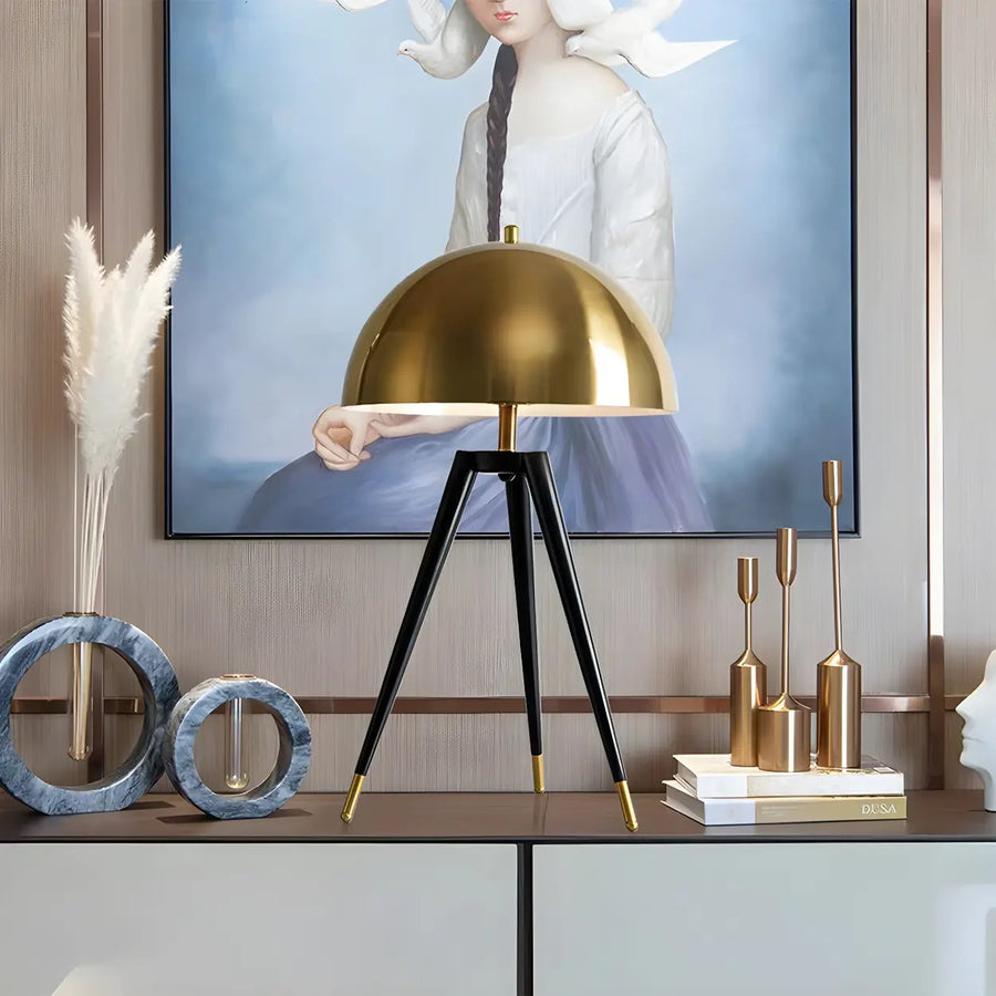 Bedroom Chic Luxury Gold Semi-Circle Tripod Table Lamp