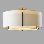 Bedroom Cylinder Textured Fabric Semi-Flush Mount Light