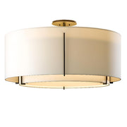 Bedroom Cylinder Textured Fabric Semi-Flush Mount Light