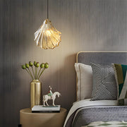 Bedroom Elegant Brass Clear Glass Shell Pendant Light