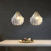 Bedroom Elegant Brass Clear Glass Shell Pendant Light