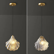 Bedroom Elegant Brass Clear Glass Shell Pendant Light