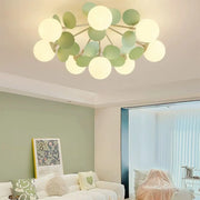 Bedroom Green Multi-Globe Glass Semi-Flush Mount Light