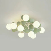 Bedroom Green Multi-Globe Glass Semi-Flush Mount Light
