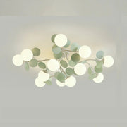 Bedroom Green Multi-Globe Glass Semi-Flush Mount Light