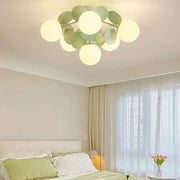 Bedroom Green Multi-Globe Glass Semi-Flush Mount Light