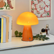 Bedroom Modern Orange Mushroom Shape Glass Table Lamp