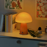 Bedroom Modern Orange Mushroom Shape Glass Table Lamp