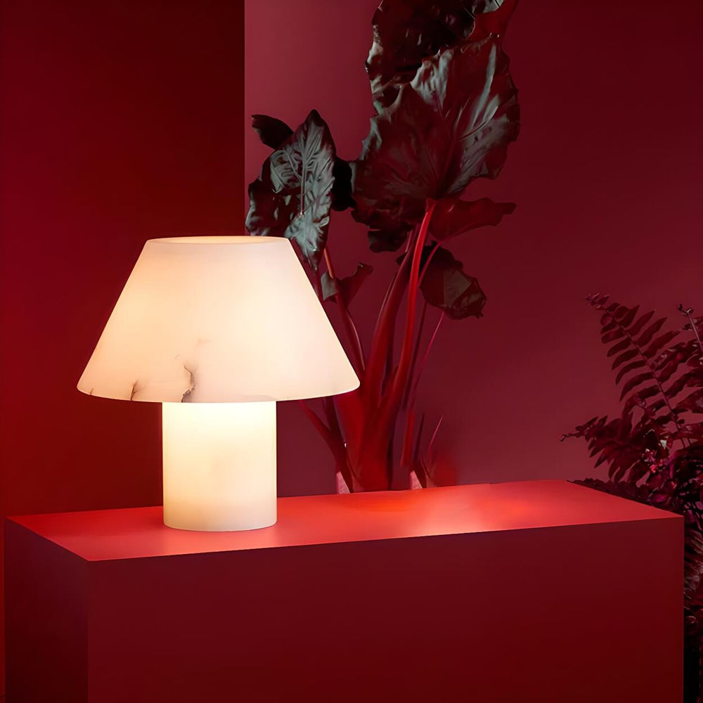 Bedroom White Simple Mushroom Alabaster Table Lamp
