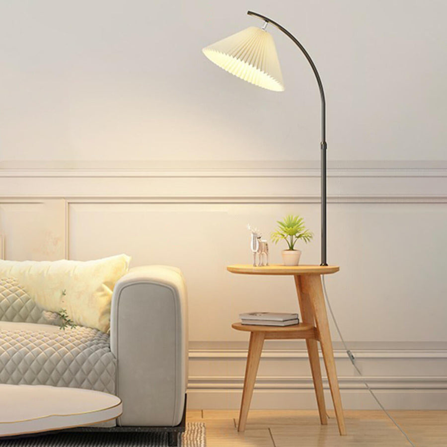 Bedside Adjustable Pleated Side Table Floor Lamp