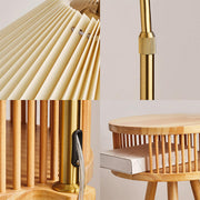 Bedside Cone Wooden Tripod Floor Lamp with Storage