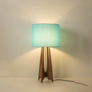Bedside Cylindrical Fabric Shade Wooden Floor Lamp