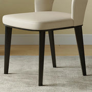 Beige Curved Open Low Back Faux Leather Dining Chair