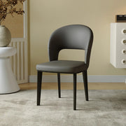 Beige Curved Open Low Back Faux Leather Dining Chair