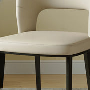 Beige Curved Open Low Back Faux Leather Dining Chair