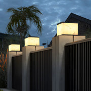 Beige Minimalist Square Outdoor Solar Table Pillar Light