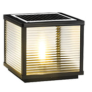 Beige Minimalist Square Outdoor Solar Table Pillar Light