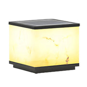 Beige Minimalist Square Outdoor Solar Table Pillar Light