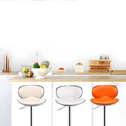Beige Saddle Leather Adjustable Metal Swivel Bar Stool