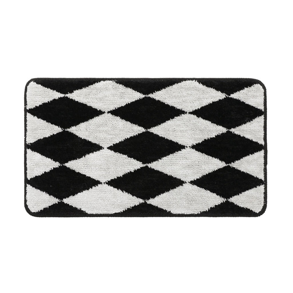 B&W Argyle Print Accent Rug