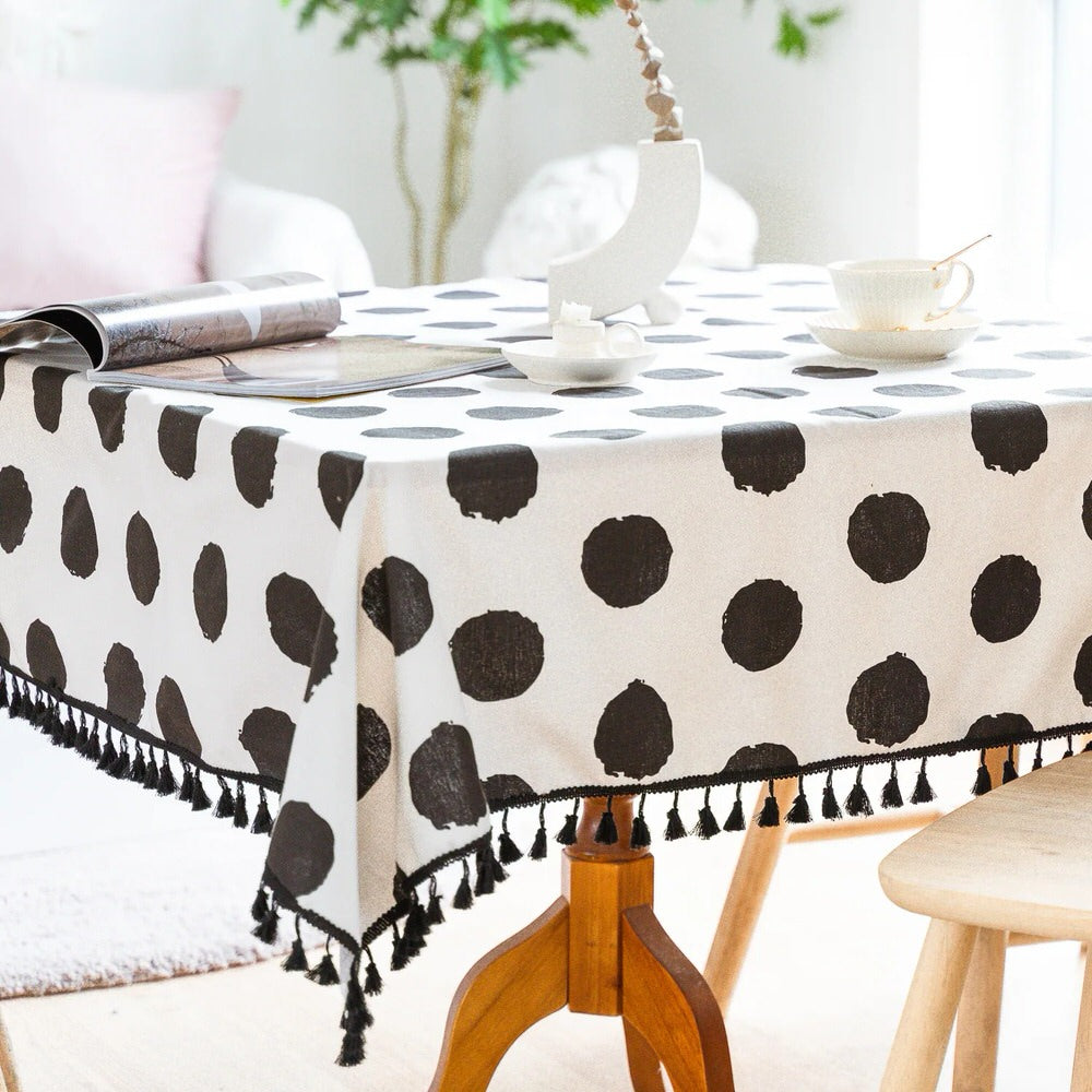 B&W Polka Dot Tablecloth