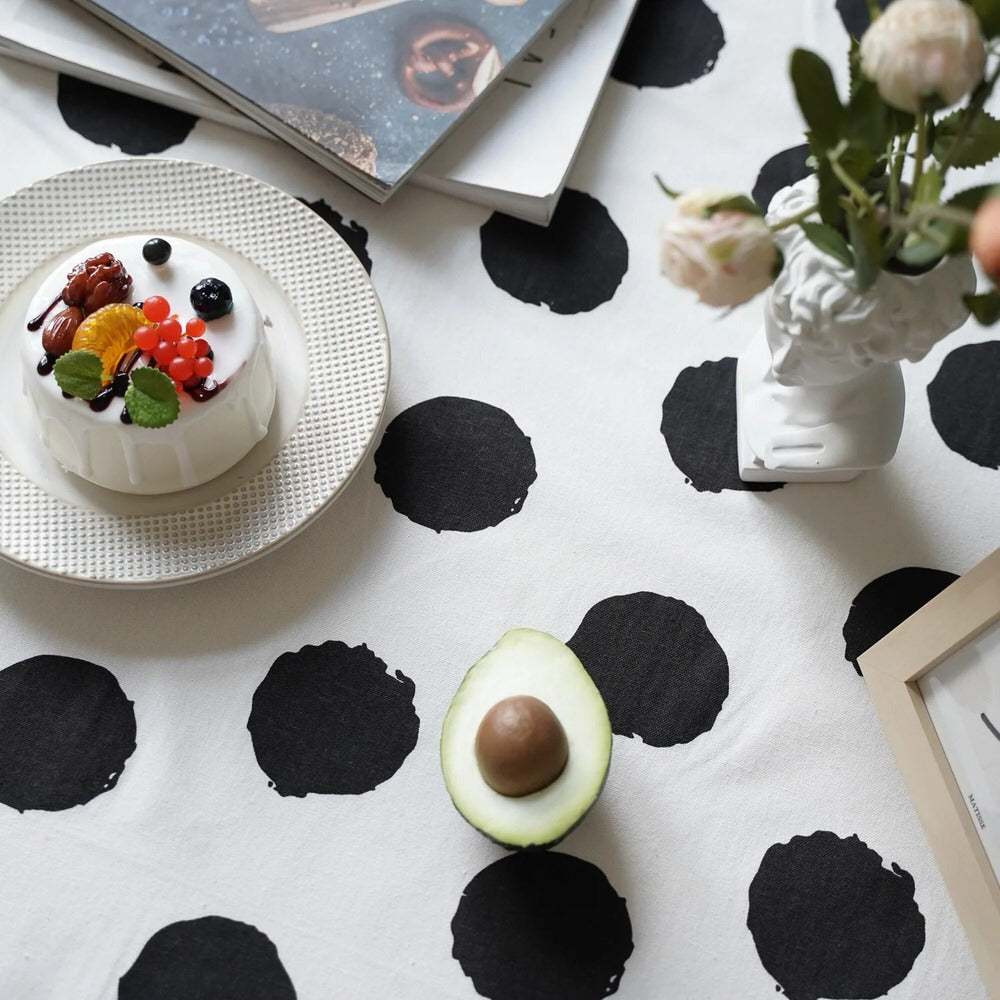 B&W Polka Dot Tablecloth