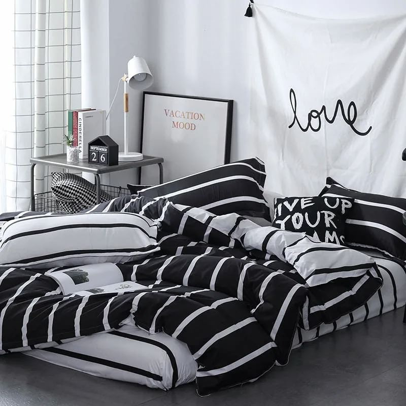 Black & White Striped Bedding Set