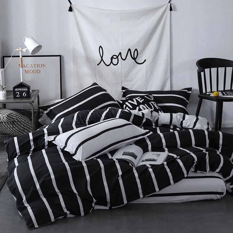 Black & White Striped Bedding Set