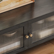 Black Ash Wood Cabinet Drawers Rectangle TV Stand
