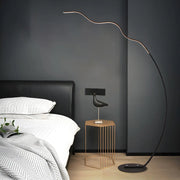Black Bedside Modern Curved Metal LED Floor Lamp