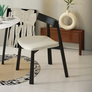 Black Curved Back Upholstered Wooden Dining Chairs