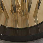 Black-Gold Round Leather Metal Pedestal Bar Stools