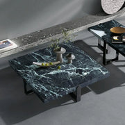Black Green Square Marble Stainless Steel Coffee Table