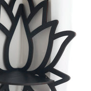 Black Wooden Lotus Corner Wall Shelf