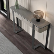 Black Metal Rectangular Console Table with Drawers