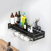 Black Minimalist Iron Floating Wall Mount Holder Wine Rack