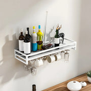 Black Minimalist Iron Floating Wall Mount Holder Wine Rack
