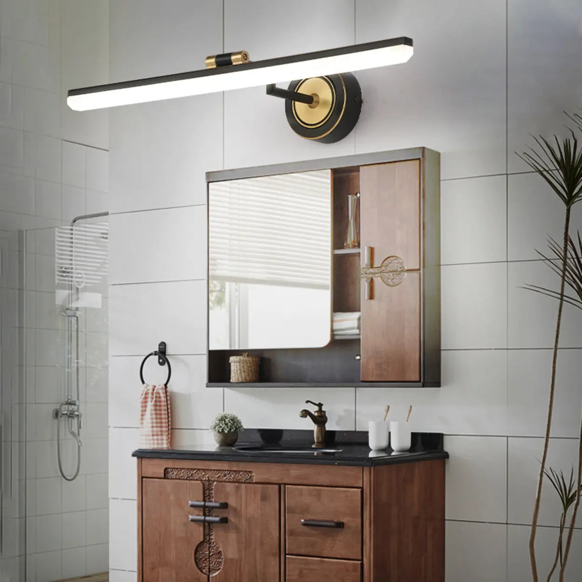 Black Modern Linear Metal LED Bathroom Vanity Light