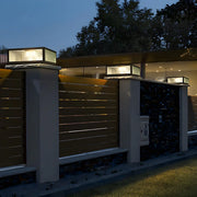 Black Modern Rectangular Metal Outdoor Solar Pillar Light