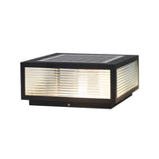 Black Modern Rectangular Metal Outdoor Solar Pillar Light