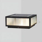 Black Modern Rectangular Metal Outdoor Solar Pillar Light