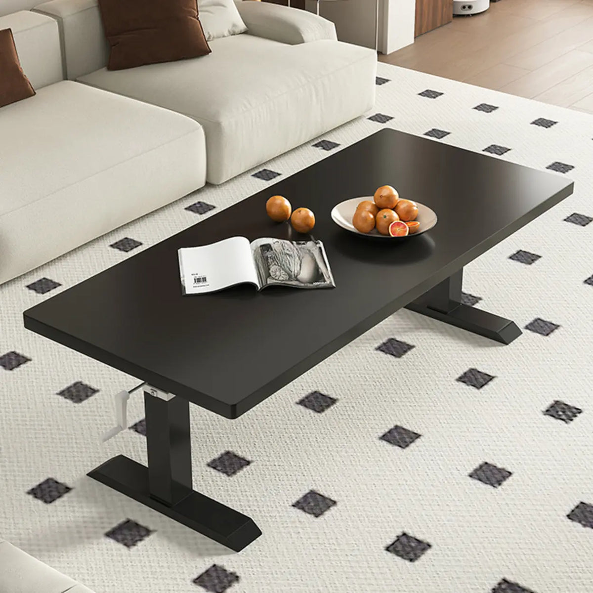 Black Rectangular Wooden Top Lift Top Coffee Table