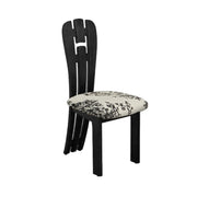 Black Slat Back Upholstered Rubberwood Dining Chair