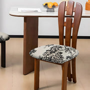 Black Slat Back Upholstered Rubberwood Dining Chair