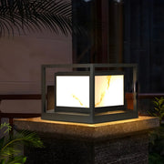 Black Square Metal Frame Outdoor Garden Solar Pillar Light