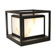 Black Square Metal Frame Outdoor Garden Solar Pillar Light